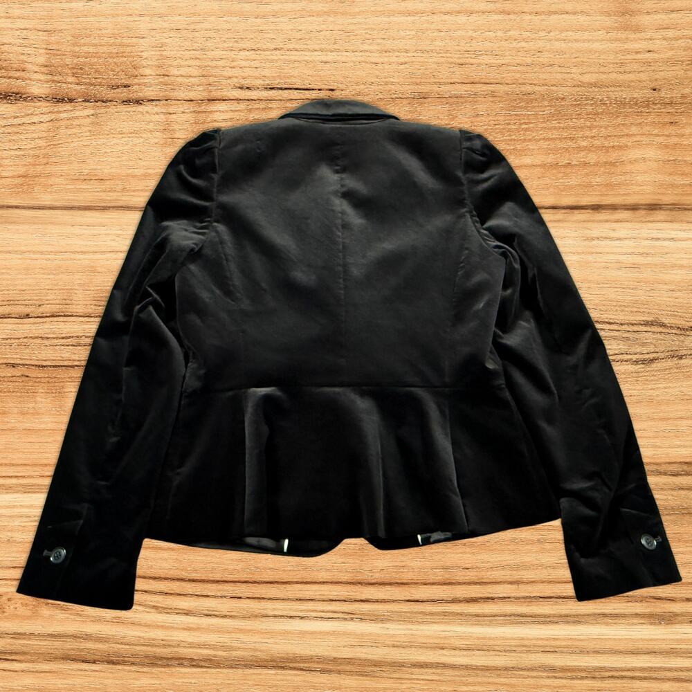 Banana Republic Black Velvet Puff Shoulder Tailored Blazer Jacket Size 10 - Picture 3 of 11